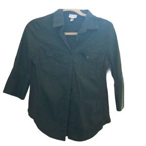 Army Green Button Down Shirt with Elastic Sides
